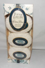 Potter & Moore China Blue Fine Soap 3 Bars England White Willow & Ginseng Vtg.