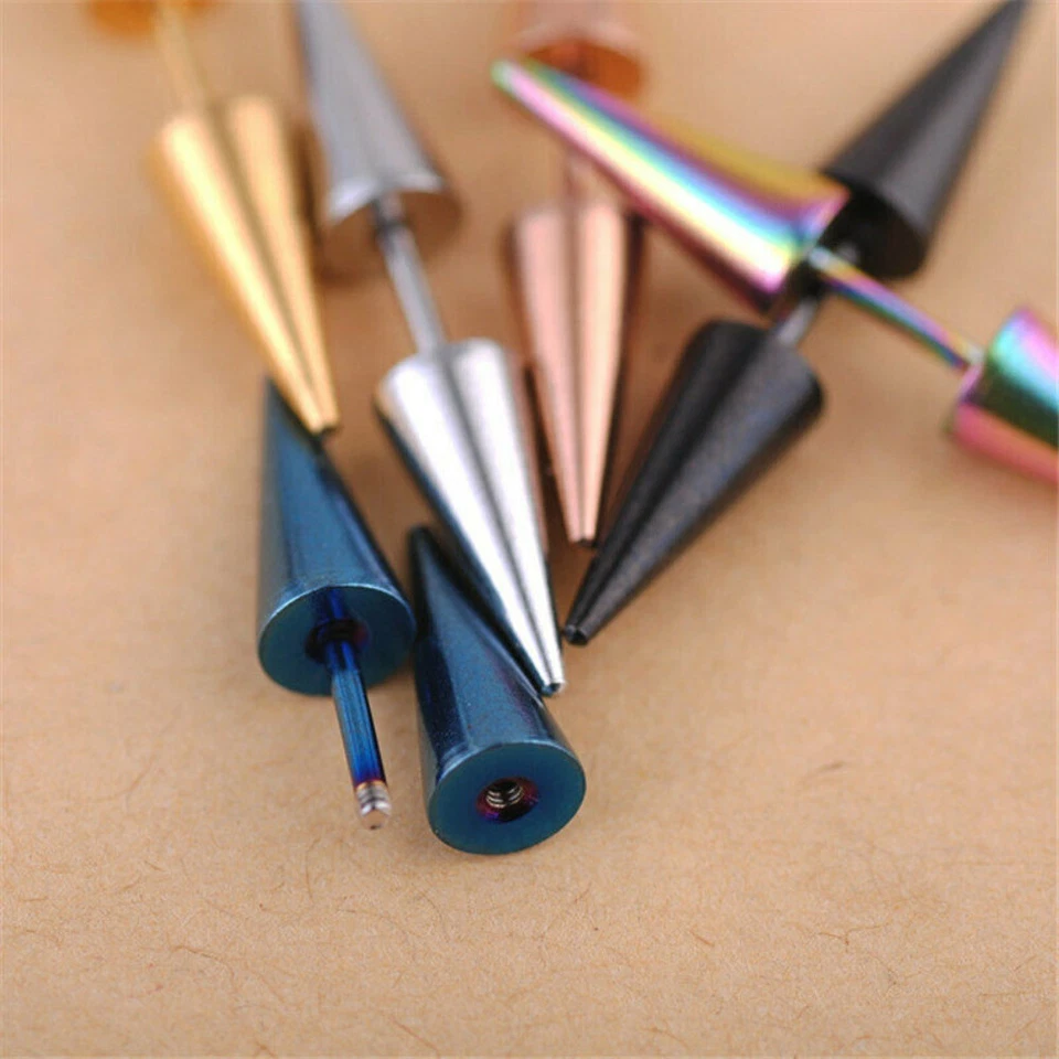 1 par de pendientes punk de acero inoxidable de moda para hombre con remache y espiga pendientes Foto 4 de 4