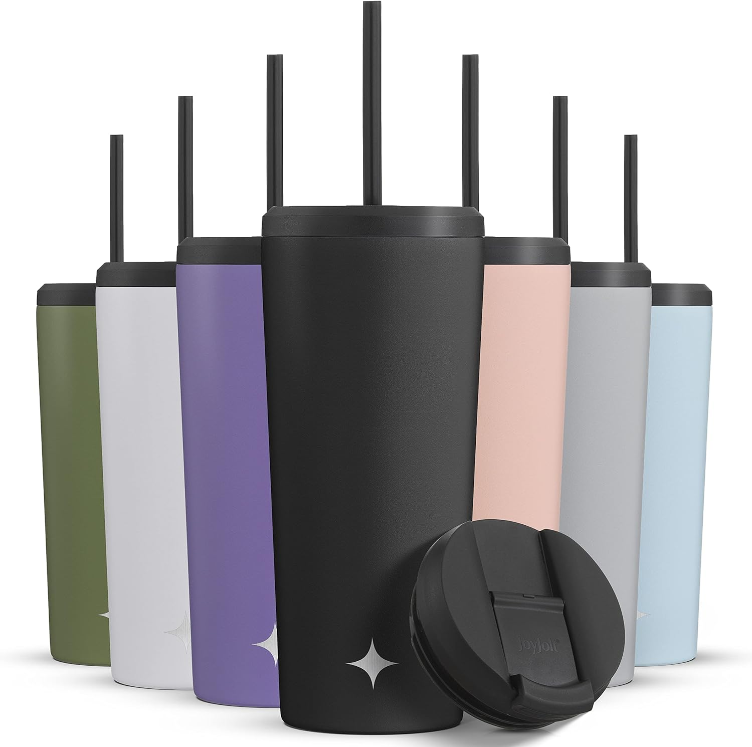 24 Oz Vacuum Insulated Tumbler with Lid & Straw - Pack of 2 Double Wall Stainless Steel