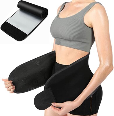 Sweat Waist Trimmer Belt Wrap Exercise Slimming Fat Burn Weight Loss Body Shaper