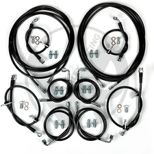 Black Front & Rear Brake Line Replacement Kit For 92-95 Honda Civic w/rear disc