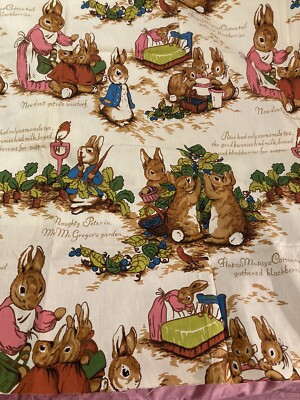 Vintage Beatrix Potter Peter Rabbit Riverdale Printed Fabric 1976 45 X 37 MINT!