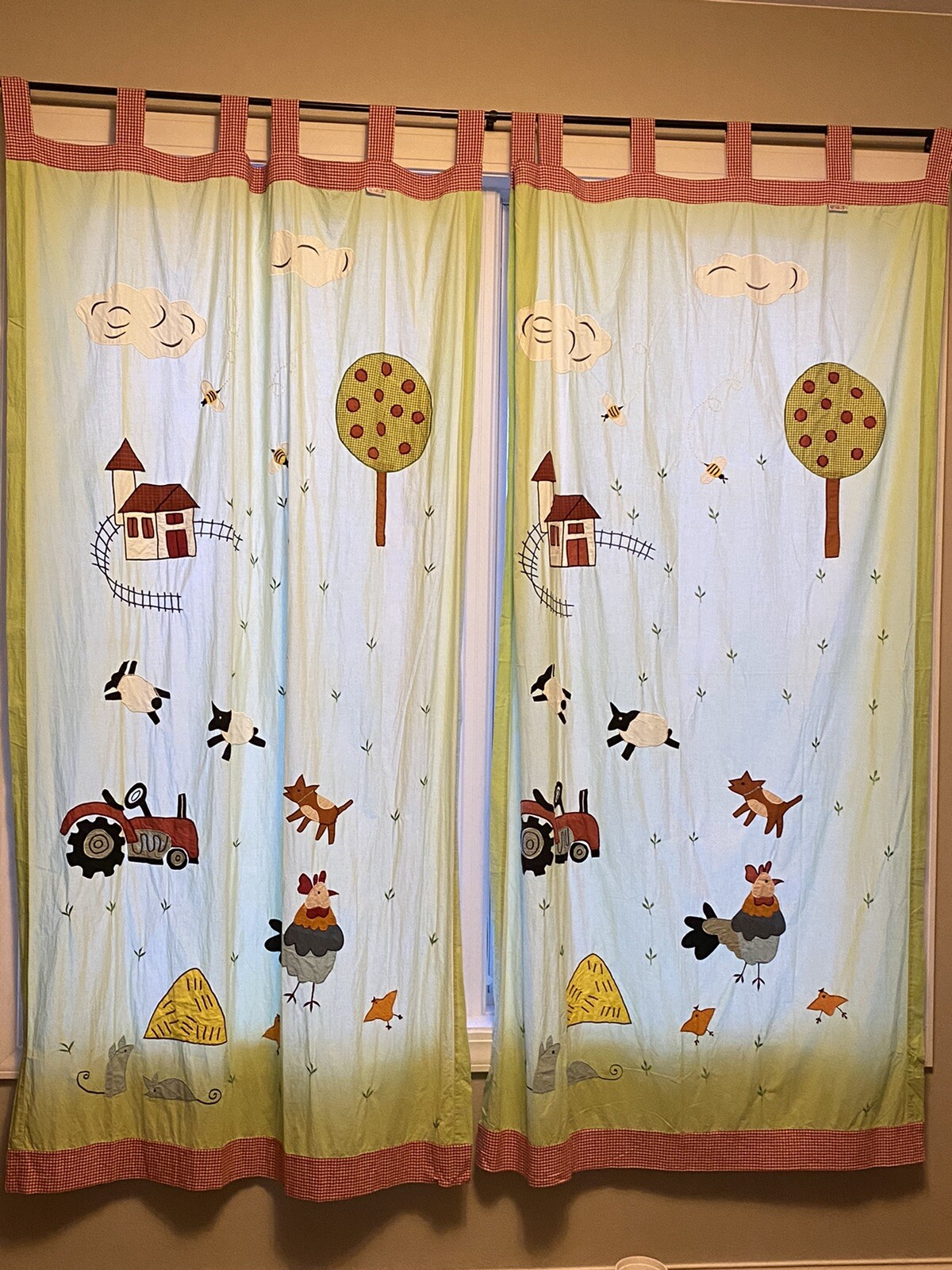 Farmyard by Freckles Curtain Panels 46” x 84” Tractors Farm Theme