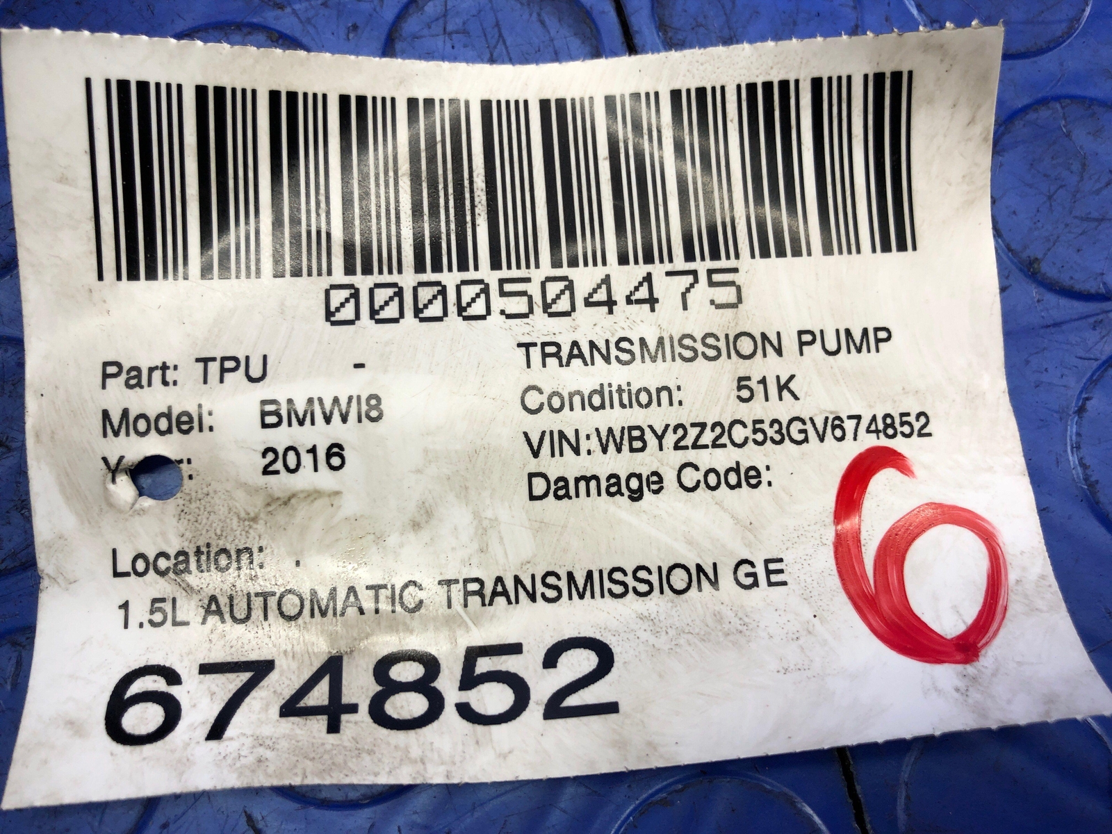 2014-2019 BMW I8 OEM 1.5L AUTOMATIC TRANSMISSION GEARBOX FLUID PUMP 8606065