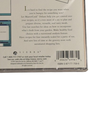 Vintage 1997 Sierra MasterCook Deluxe CD-ROM Multimedia Cookbook For Windows/Mac - Picture 2 of 3