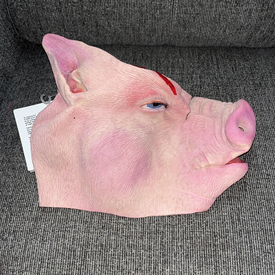 Pig Mask Pink Latex Full Over The Head Farm Animal Mask - Image 4 of 4