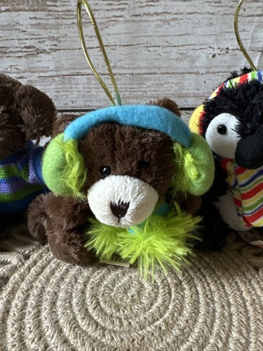 Lot of 3 Hugfun International Plush Brown Teddy Bear, Penguin, Puppy Ornament - Picture 3 of 8