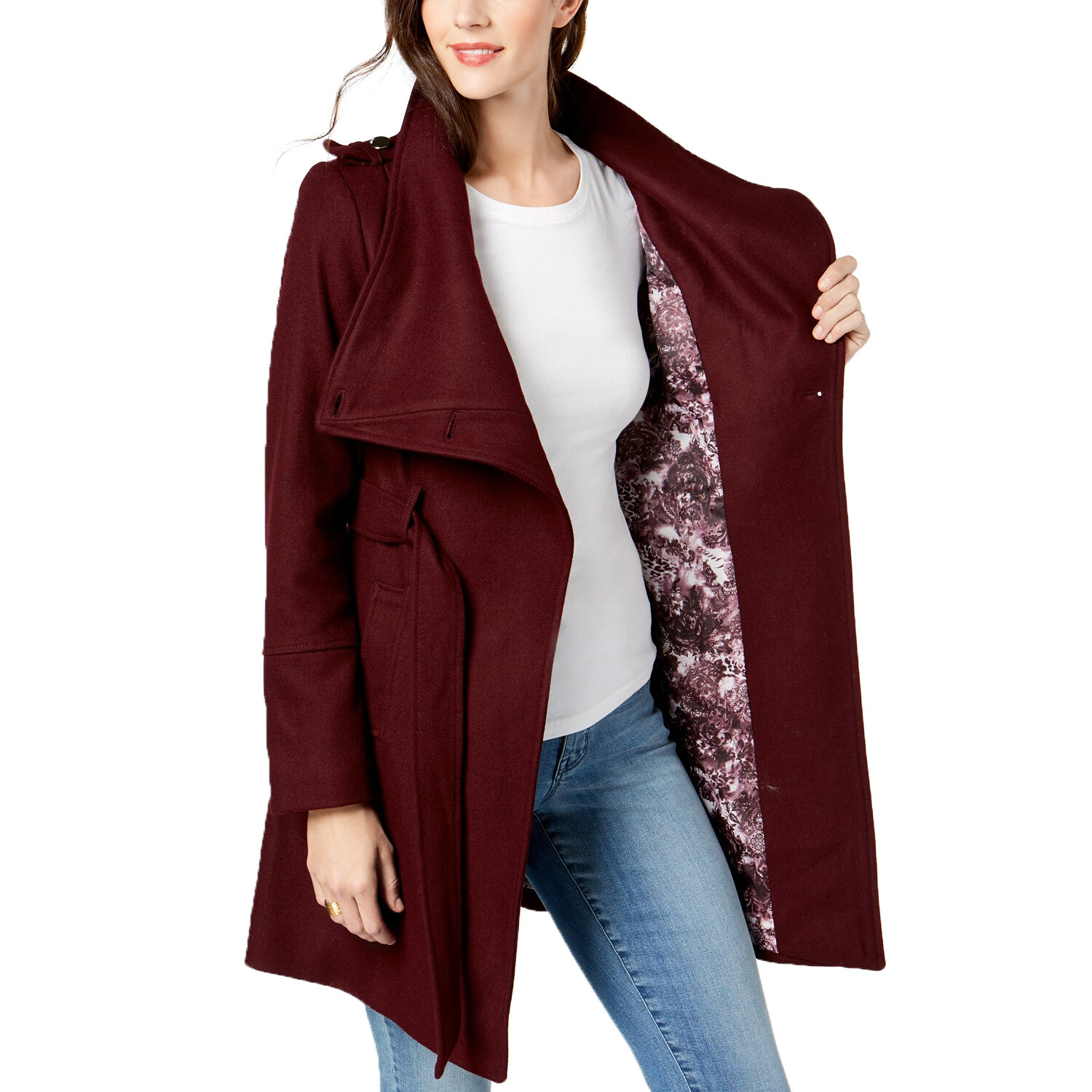 Burgundy Wrap Coat,Size 