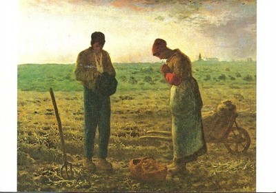 Vintage Postcard, Jean-Francois Millet, L'Angelus, Louvre, Painting, Art, used