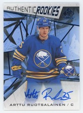 2021-22 SP Game Used Blue Auto Arttu Ruotsalainen Rookie Auto Buffalo Sabres