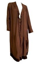 True Vintage 1920s Cinnamon Silk Dress Velvet Trim As Is L