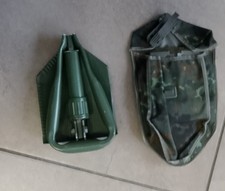 Bundeswehr Klappspaten mit Flecktarn Tasche, sehr guter Zustand