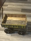 Antique Pepsi Crate Wagon Toy With Original Wooden Wheels Soda Advertising Cart — photo 1