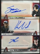 Caldwell, Waldschmidt, Kayson Cunningham 2025 Bowman’s Best Triple Auto /75