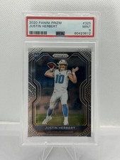2020 Panini Prizm Justin Herbert #325 PSA Mint 9 Rookie Card - Chargers . rookie card picture