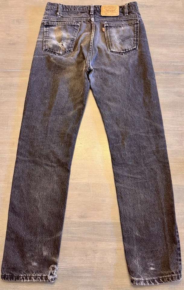 Jeans De Colección Levi’s 505 Para Hombre 32x31 Negros Hechos en EE. UU. Y2K Vaquero Logo Envejecido Foto 2 de 4