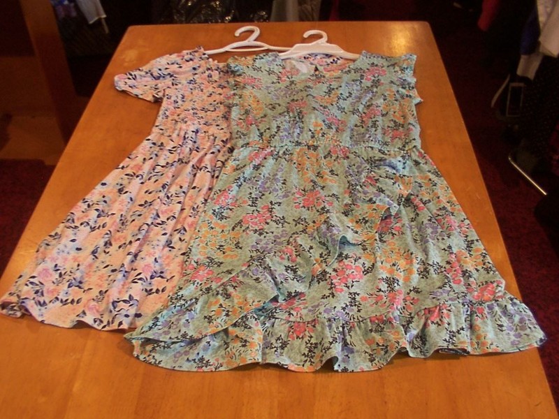 BCBG Lot Dresses: Floral With Smocked Bodice/Floral With Ruffled Accents-14/16