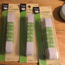 Dritz ~ (9316W) - 1/2" Knit Elastic - White, 1.5 yd 3 packages