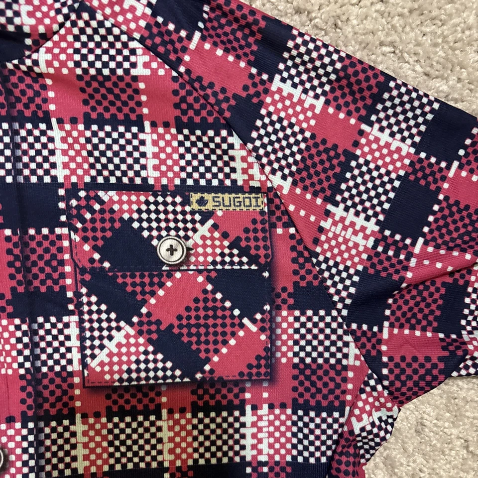 Sugoi Lumber Jane Pink And Black Plaid Cycling Jersey With Pockets Size XS - Image 3 of 4