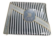 New Springs Cotton Luxury Full Double Fitted Sheet Green And White Stripes