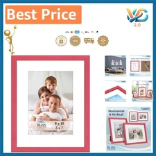 Modern 8x10 Red Picture Frame with Shatter-Proof Cover - Gift-Ready & Stylish