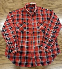 True Vintage 80s Thrashed JC Penny Men  s Shop Red Black Plaid Flannel L - 24x28