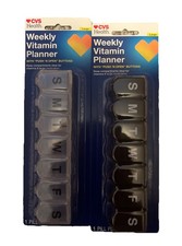 Lot of 2 CVS Health Weekly Vitamin Planners, Large - Push 'N Open Buttons -NEW