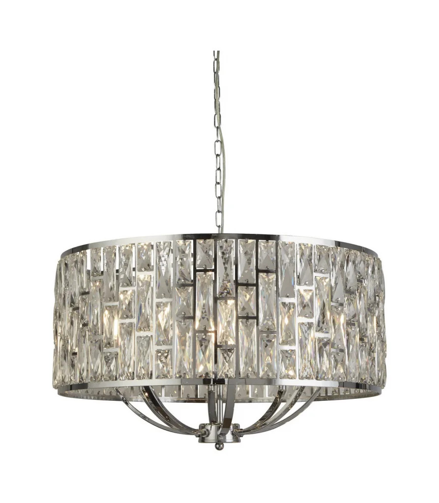 Ceiling Light Silver Bijou Chrome Chandlier Crystal Glass Searchlight 6588-8CC