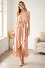 Express Women’s Peach Pink High Low Dress Size XS Formal Bridesmaid Wedding Prom