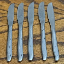 MarCrest Citation MCM Atomic Starburst Stainless 5 Dinner Knives Flatware