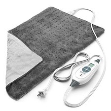 PureRelief XL 12" x 24" Electric Heating Pad for Back Pain and Cramps - Gray