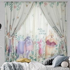 Disney Winnie the Pooh Curtains, Set of 4, 100 x 150 cm, Light and Heat Blocking