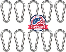10 PCS Stainless Steel Carabiners Spring Snap Hooks Heavy Duty Keychain Clip NEW