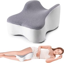 Long Knee Pillow for Side Sleeper Fully Support Thighs and Knees Large, Gray