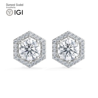 Runde Solitär Labgrown Diamant Ohrstecker 18k Weißgold 2,50 ct D Vs1