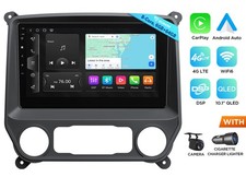 10.1" QLED 6 64G Android 13 Car Stereo Wireless CarPlay GPS for Sierra 2014-2018