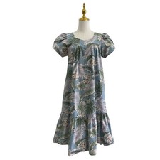 Vintage Aloha Republic Hawaiian Blue Tropical Floral MuuMuu House Dress size S