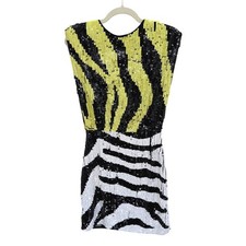 Nasty Gal Collection Sequin Zebra Mini Mixed Print Dress Yellow White Black 2