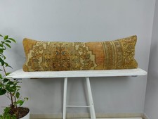 Vintage Kilim Lumbar Pillow 12x40 Long Decorative Sofa Cushion Made from Turkish