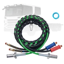 VEVOR 12FT Semi Truck Air Lines Kit 3-in-1 Air Hoses & 7-Way Plug ABS Power Line