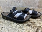 Damen Alegria schwarze Leder Pantoletten Sandalen mit Schnalle Größe 36