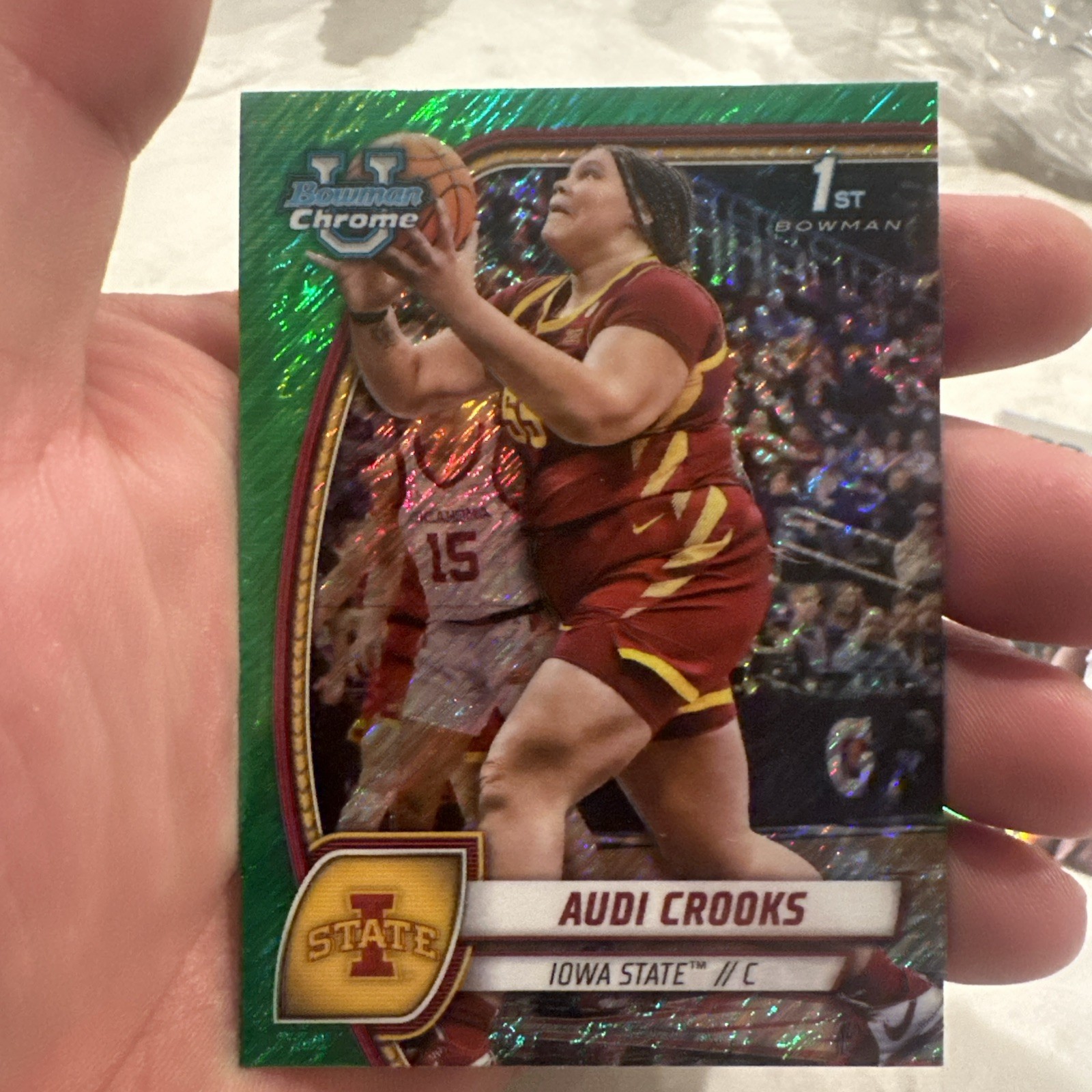 Audi Crooks 1st- 2024-25 Bowman Chrome U- Green Shimmer Refractor #9 Iowa State