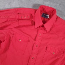 Wrangler Western Shirt Mens 16.5 Cowboy Cut Red Pearl Snap Regular Fit Long Tail
