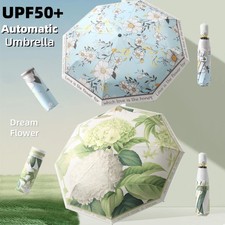 Automatic Flower Printing Umbrella UPF0 Vinyl UV Protection Sun Umbrella Dual