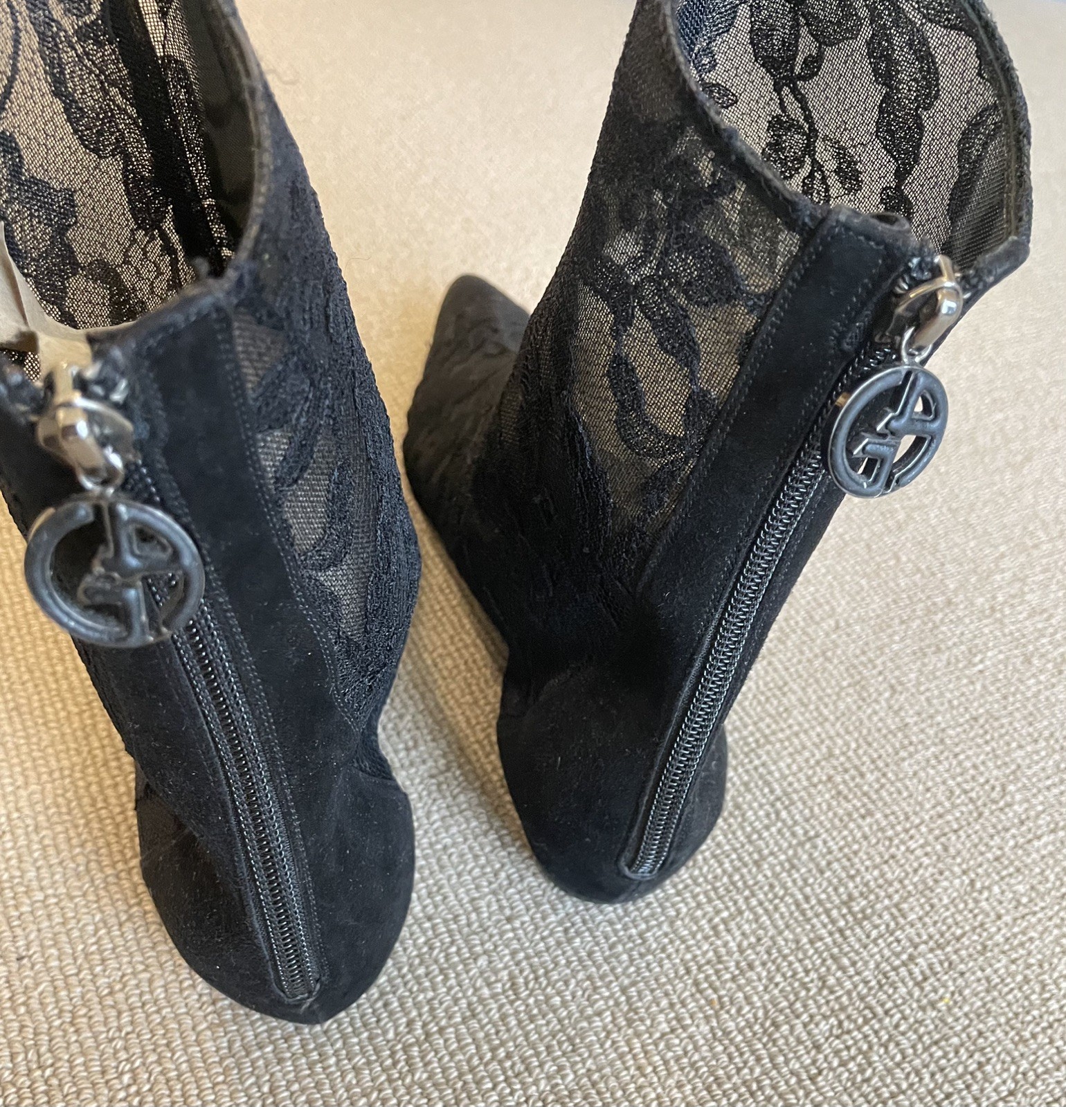 Giorgio Armani sheer lace pointed ankle boots (archival 90s/Y2K runway)  7/40 image 6
