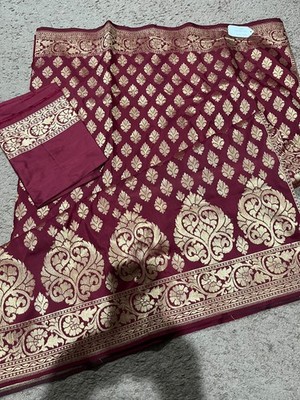 Indian Silk Sari | Red Banarasi Silk saree | Wedding Party wear sari