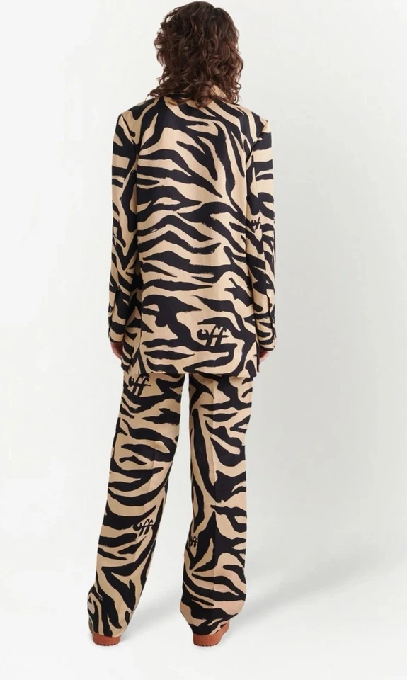 Off-White Linen-Blend Single-Breasted Jacket. Large - Image 4 of 4