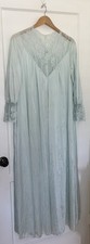 Lorraine Long Night Gown Made in the USA Blue Lace Large Vintage