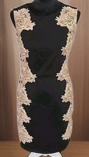  FIFTH & PARK Black Sheath  Zip Up Dress With Beige  Lace  SIZE 6