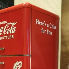 Aufkleber 30cm Here&acute;s a Coke for You - wei&szlig; glanz f&uuml;r Coca Cola K&uuml;hlschrank Box